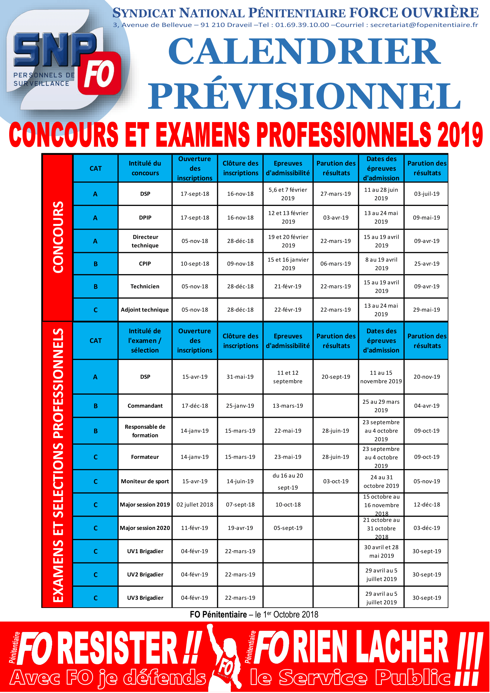 Calendrier des concours – FO Pénitentiaire – UISP Rhône-Alpes-Auvergne Calendrier des concours – FO Pénitentiaire – UISP Rhône-Alpes-Auvergne