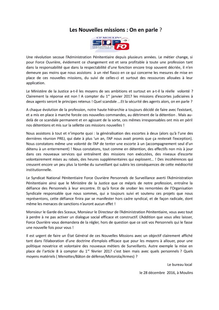 NOUVELLES MISSIONS EN DANGER